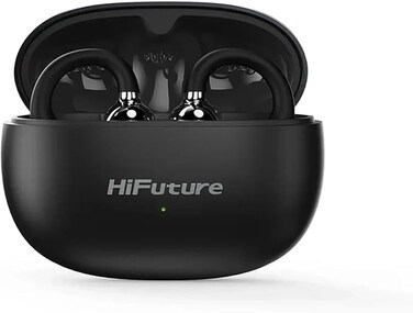 HiFuture FLEXCLIP AI Enhanced Environmental Noise Cancellation ENC Open Ear Wireless Earphone 30 hrs Play time light weigt design - Black