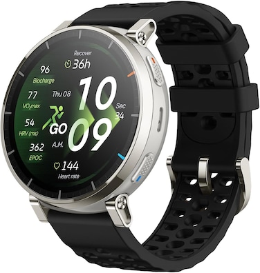 Amazfit Active 3 Premium Apex Silver GPS Running Smart Watch, 1.32" AMOLED Sapphire Display, 12-Day Battery, 4GB Storage, Offline Maps, 170+ Workout Modes, 5 ATM, Heart Rate &amp; Fitness Tracker