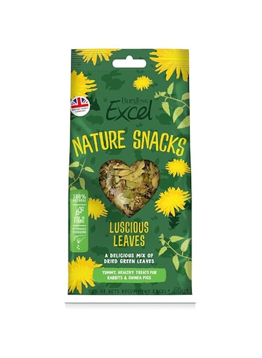 Excel Burgess Luscious Leaves forage mix for rabbits, guinea pigs, and chinchillas, 1 x 60g
