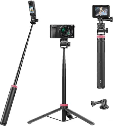 ULANZI Select 59in Selfie Tripod for Camera - MT-71 Invisible Long Extendable Selfie Vlog Handle Portable Lightweight Tripod Stand 7 Sections for Action Cameras