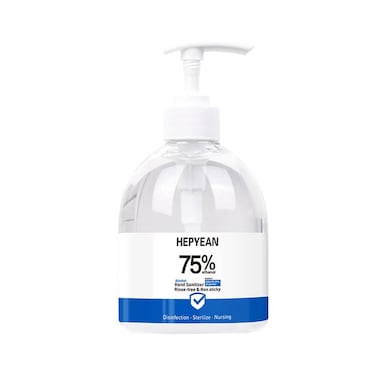 جيل تطهير اليدين هوكو إيثانول، 75% كحول، معدل تعقيم 99.9%، حماية مضادة للبكتيريا والميكروبات، تركيبة سريعة الجفاف، زجاجة 480 مل - أبيض