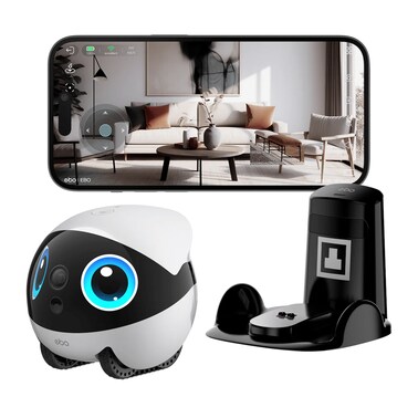 Enabot EBO Air 2 Plus Companion Robot 3K Home Camera Robot: Indoor Camera, Movable Robot Companion, 2-Way Video, AI Chat Mode, Auto-Recharge, Long Battery Life, Custom Facial Image, Night Vision