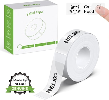 Nelko Genuine P21 Label Maker Tape, Adapted Label Print Paper, 14x40mm (0.55"x1.57"), Standard Laminated Office Labeling Tape Replacement, Multipurpose of Home, Office, 180 Labels/Roll, Transparent
