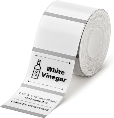 NIIMBOT B21 B3S Labels, (40x30mm) Thermal Sticker Label, Waterproof, Oil-Proof and Tear-Proof NIIMBOT Labels, 1 Roll of 230 Self-Adhesive Thermal Labels (Transparent)