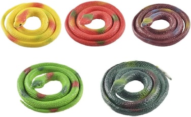 5 piece realistic rubber snake fake snake toys bird deterrent scarecrow for garden props to scare birds, pranks, gag toys