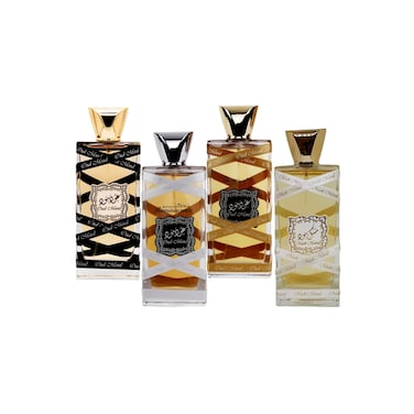 Lattafa for Unisex 4 Piece Eau de Parfum Gift Set (Oud Mood Elixir + Oud Mood Reminiscence + Oud Mood + Musk Mood) 3.4 Ounce/100 ml each