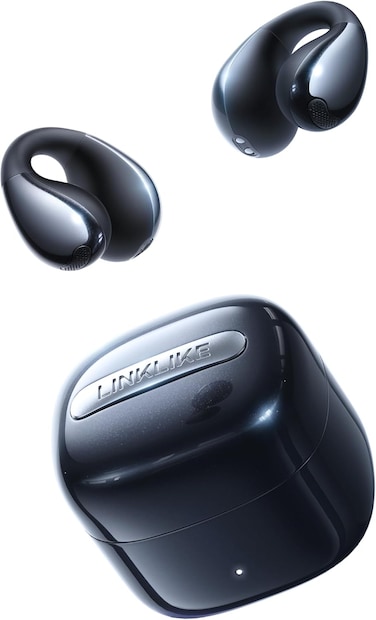 LINKLIKE RingStar Air New Open Ear Earbuds Bluetooth 6.0, Hi-Res LDAC, Patented Z-Structure for 0-Pressure Comfort, AI Clear Calls, Ultralight 5g 40H+ Battery IPX5 Wireless Clip-on Headphones, Black