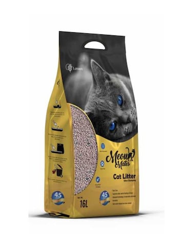 Meow Mates Bentonite Cat Litter &ndash; Lemon Scent, 16L/10kg   Strong Clumping &amp; Odor Control