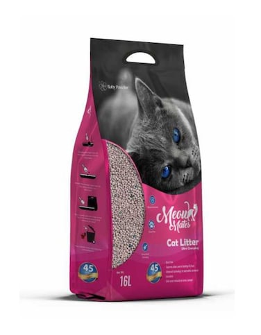 Meow Mates Bentonite Cat Litter &ndash; Baby Powder Scent, 16L/10kg   Strong Clumping &amp; Odor Control