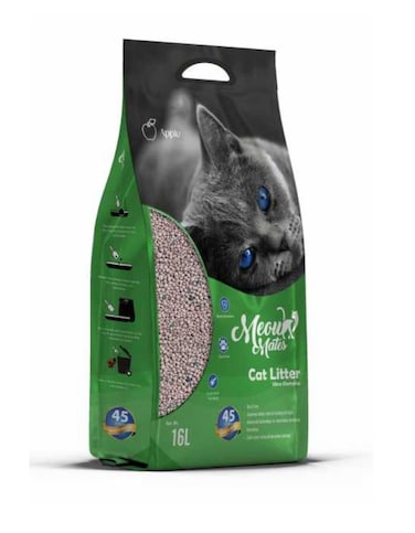 Meow Mates Bentonite Cat Litter &ndash; Apple Scent, 16L/10kg   Strong Clumping &amp; Odor Control
