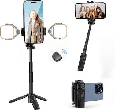 ULANZI JJ02 Extendable Handgrip Tripod Pocket Size Selfie Stick w Built-in Bluetooth Remote Shutter