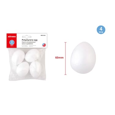 Motarro ME003-60 Polystyrene Paintable Egg (pack of 2) White

