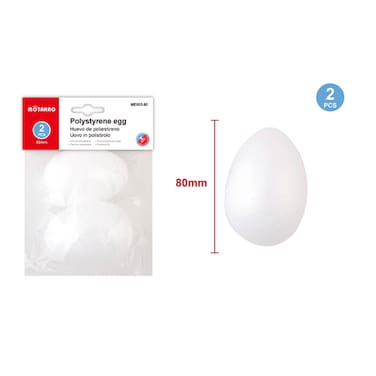 Motarro ME003-80 Polystyrene Paintable Egg - (Pack of 2)