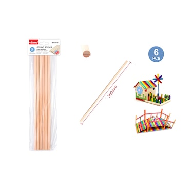 MOTARRO ME020-80 Round Wood Sticks - Pack of 2
