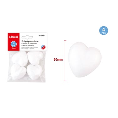 Motarro ME004-50 Polystyrene Styrofoam Heart, (pack of 2)