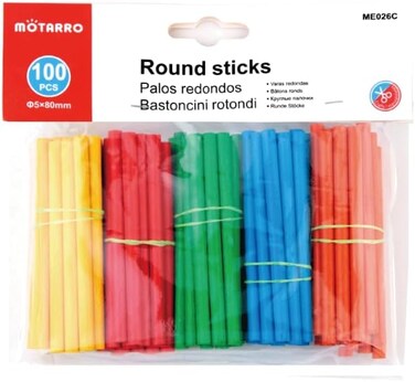 Motarro  Wooden Dowel Rod Sticks 100Pcs Set Multicolor(ME026C)