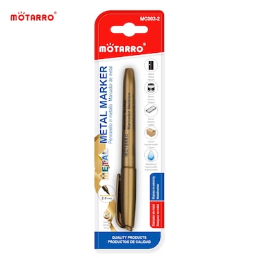 MOTARRO Metallic Gold Paint Marker MC003-2, 2.0mm Medium Tip Permanent Pen for Resin Molds, Metal, Wood &amp; Plastic, Waterproof Quick-Drying Odorless Gold Marker for DIY Art &amp; Craftwork