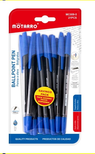 MOTARRO 21-Piece Ballpoint Pen Set &ndash; Blue Ink, 1mm Tip (MC009-5) &ndash; Pack of 2