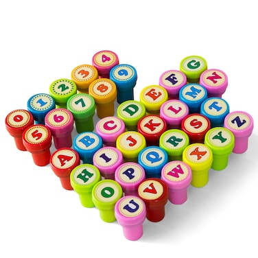 CRAFT MAGIC, 36 PACK Number &amp; Alphabet Stamps for Kids, Self Inking Stamps for Kids Birthday Gift, Party Favor, Teacher Stamps