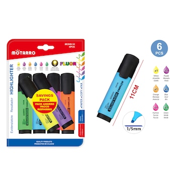 MOTARRO 6Pcs Highlighter Set (MC045-14) - Pack of 2