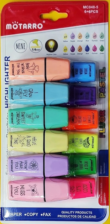 Motarro Highlighters - Mini &amp; Big TextMarkers Pastel and Fluorescent Colours Different Varieties (MC048-5)