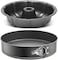 2PCS Nonstick Cake Pan Set &ndash; Fluted Ring Cake Mold &amp; Springform Pan (Leakproof, Removable Bottom)   Carbon Steel Bakeware for Cheesecake, Baking, Oven Safe, Easy Release