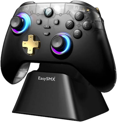 EasySMX D05 Gaming Controller with Charging Dock, Hall Effect Joysticks &amp; Triggers, Multi-Platform, Switchable ABXY Layout, 1000 mAh Battery, Up to 1000hz Polling Rate, Black   D05