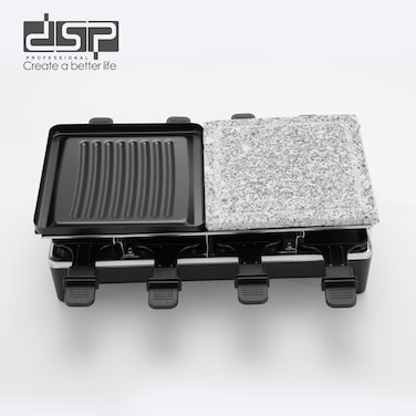 DSP KB1084U Raclette Grill &ndash; Double-Sided Aluminum &amp; Marble Plate