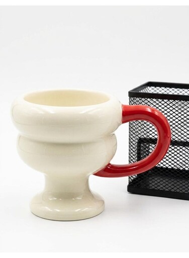 Ceramic Mug 375Ml Off White/Red