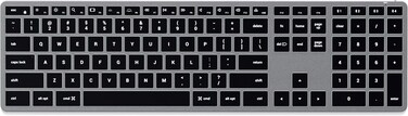 Satechi SM3 Mechanical Keyboard,108 Keys Full Size Keyboard with White LED Backlit, Wired and Bluetooth Keyboard for Mac and Windows - Dark Gray/Gray
