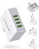 LENCENT USB Charger Plug, 4-Port USB Universal Travel Adaptor, 22W/5V 4.4A Wall Charger with UK/USA/EU/AUS Worldwide Travel Charger Adapter for iPhone, iPad, Android Phones, Tablets, and More
