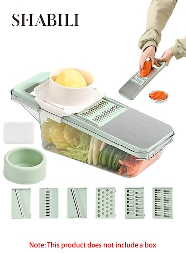 Vegetable Chopper Cutter Slicer Chopping Artifact Dicer Tool Fruit Chopper, Stainless Steel Sharp Blades with Magnetic Back, 6 Swap Inserts &amp; Hand Guard, Easy&acirc;&euro;&lsquo;Clean Prep Gadget for Home Kitchen