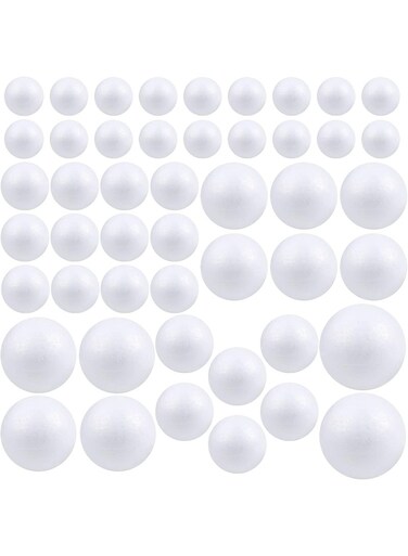 48 Pieces random Sizes White Styrofoam Balls, Polystyrene Craft Foam Balls for Art, Craft, Household, School Projects, Party Decoration