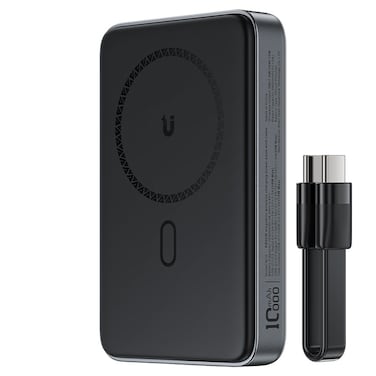 بنك طاقة ACEFAST PD30W مغناطيسي لاسلكي مع كابل مدمج 10000 مللي أمبير في الساعة - حزمة بطارية محمولة سريعة الشحن، تصميم أسود أنيق، متوافق مع أجهزة iPhone وAndroid وUSB-C