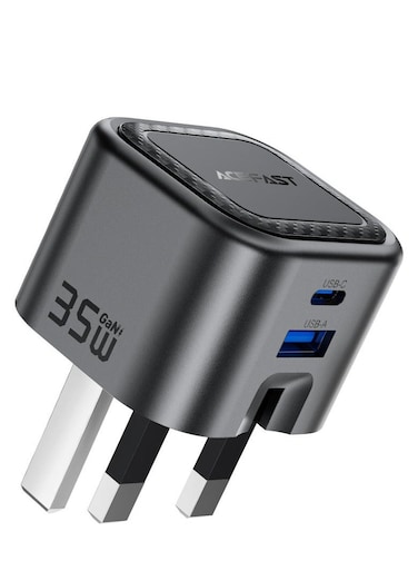ACEFAST A120 35W PD GaN Fast Wall Charger with Dual USB-C and USB-A Ports, Compact Folding Plug Power Adapter for iPhone, Samsung, iPad, and Other USB Devices &ndash; High-Efficiency GaN Technology
