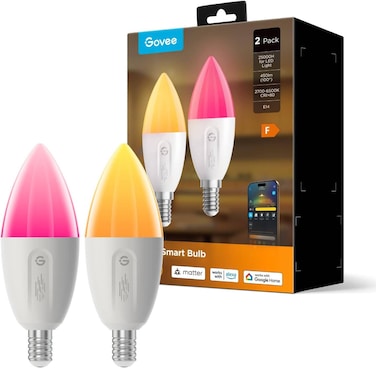 Govee Smart E14 Dimmable RGBWW LED Light Bulb (Pack of 2)
