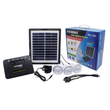 STARGOLD Solar Lighting System With 2 LED Bulbs 5W Solar Panel