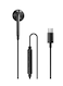 RAVPOWER Mono Earphone with USB-C Plug, In-Line Remote Control, Hands-Free Calling, Comfortable Fit Black
