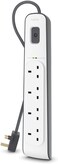 Belkin Bsv400Af2M 4-Way Surge Protection Strip With 2 Meters Cord Length - Heavy Duty Electrical Extension Socket, Durable And Robust Housing, 14Awg Capacity On/Off Switch White, Meter V1
