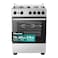 Hisense 60cm Freestanding full Gas Cooker, 70 Liters oven,  Cast-Iron Support, Gas oven with Grill, Rotisserie, Full Safety with FFD, Mechanical Timer, Ergonomic knobs and handle, Removable full glass door,Auto Ignition, Enamel Interior - HFG60422RX02 Grey