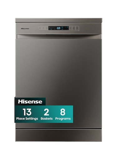 Hisense 13 Place Settings Freestanding Dishwasher 8 Programs - Color Titanium Grey Model - 1 Year Manufacture Warranty HS622E90G