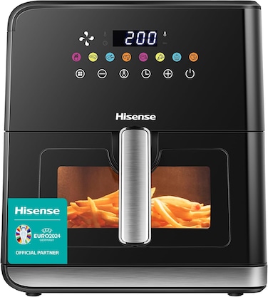 Hisense Air Fryer, 8 Liter Capacity, Black, 1700W, H09AFBKS4S (With Colorful Touch Panel And Visible Cooking Window)