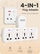 LENCENT Multi Plug Extension Socket, 4 Way Electrical Outlet Extender, Wall Charger, Universal Plug Adapter, Charging Station for Home, Office, Kitchen, Individually Switched
