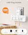 LENCENT Multi Plug Extension Socket with USB, 3 Way Electrical Outlet Extender with 2 USB, Wall Charger, Universal Plug Adapter, Charging Station for Home, Office, Kitchen, Individually Switched
