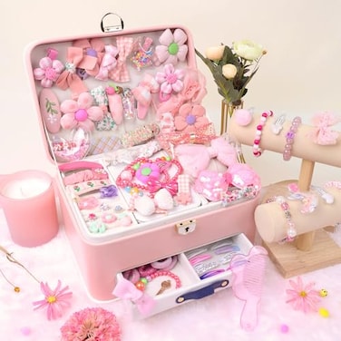 Skoodle 80Pcs Girls Fashion Hair Accessories Set, Dress Up Girls With Variety Of Accessories