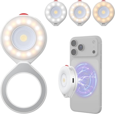 TELESIN Magnetic Flash Light, 2 IN 1 Phone Flashlight Selfie Light Compatible with iPhone Magsafe, LED Selfie Ring Fill Light with Flash Mode for Selfies/Photography/TikTok/Zoom Calls/Video Conference