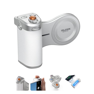 TELESIN Magnetic Pro Shot Imaging Camera Grip for Smartphone, Magnetic Phone Camera Grip with Shutter Button, Control Dial, 3200mAh Battery, Wireless Charging &ndash; iOS 26+