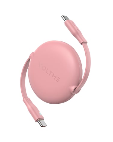 Retractable USB C Cable 【1m】, PD 60W Retractable USB C to USB C Fast Charging Data Cable , USB C Retractable Phone Charger Cable for iPhone 15/Pro/Plus/Pro Max/MacBook/iPad Pro/Samsung S24 - Pink