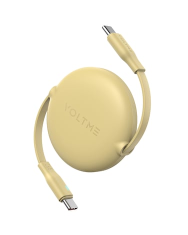 Retractable USB C Cable 【1m】, PD 100W Retractable USB C to USB C Fast Charging Data Cable , USB C Retractable Phone Charger Cable for iPhone 15/Pro/Plus/Pro Max/MacBook/iPad Pro/Samsung S24 - Yellow