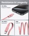 Retractable USB C Cable 【1m】, PD 100W Retractable USB C to USB C Fast Charging Data Cable , USB C Retractable Phone Charger Cable for iPhone 15/Pro/Plus/Pro Max/MacBook/iPad Pro/Samsung S24 - Pink